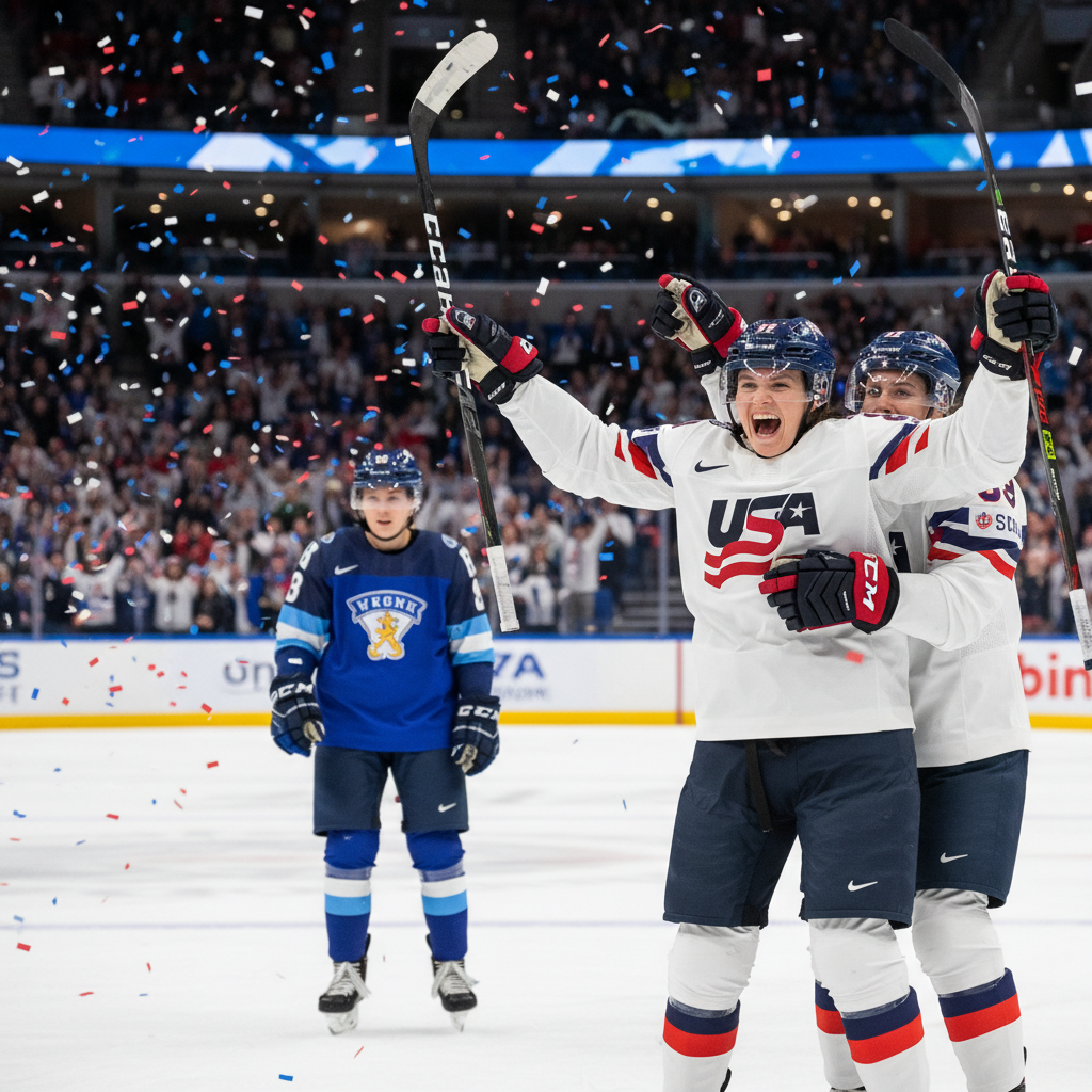 USA vs Finland — women's ice hockey celebration